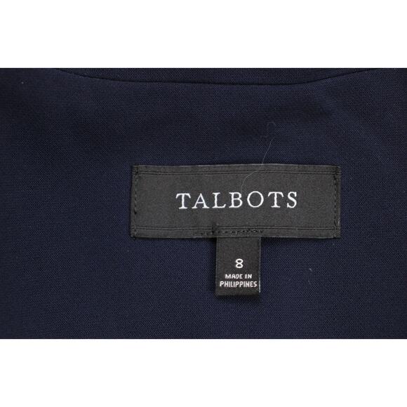 Talbots Blazer Womens Size 8 Navy Blue Stretch One Button Notch Label - Picture 6 of 9